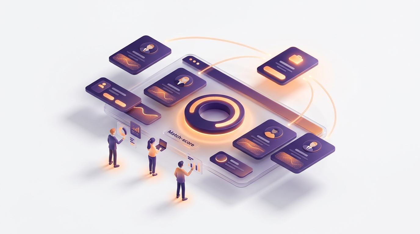 HowTalent AI 智慧配對：候選人履歷與職缺精準媒合示意